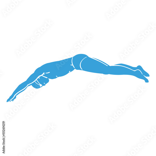 A swimmer at the perfect moment of making a dive