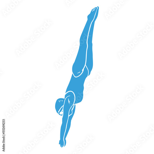A swimmer in the peak of a dive