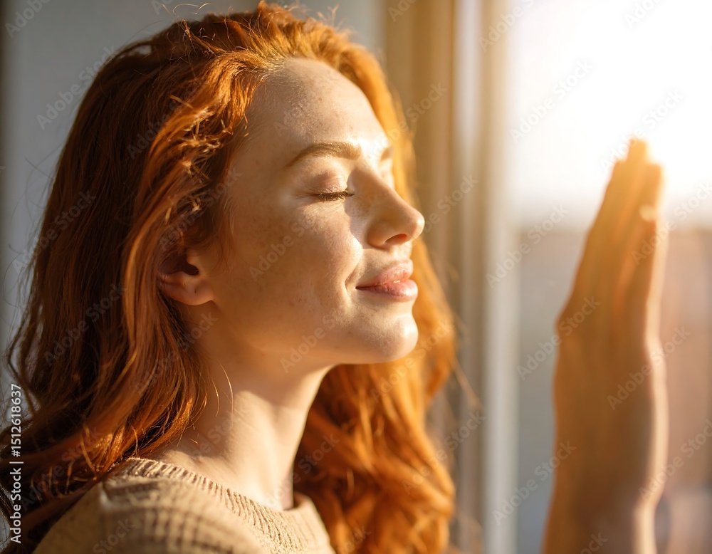 Fototapeta premium Relaxed woman by window