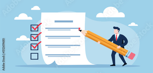 Project tracking, finishing or development completion progress, project timeline or task workflow, productivity or efficiency concept, businessman