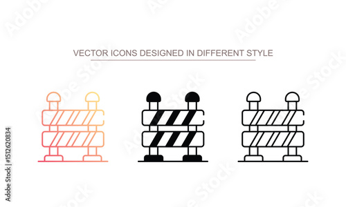 Road Block icon design with white background stock illustration
