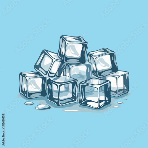 ice cubes on blue background