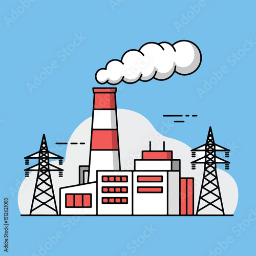 nuclear power plant with smoke