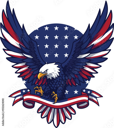 Patriotic Eagle and Flag T-Shirt Design. Perfect for: Independence Day, Veteran's Day, Memorial Day ,usa patriotic eagle vector illustration	

