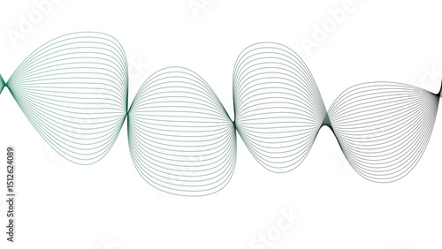 Vector curvy abstract line art wavy flowing dynamic green pink purple yellow black in concept music or sound, wave, wind, information flow	