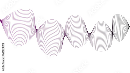 Vector curvy abstract line art wavy flowing dynamic green pink purple yellow black in concept music or sound, wave, wind, information flow	