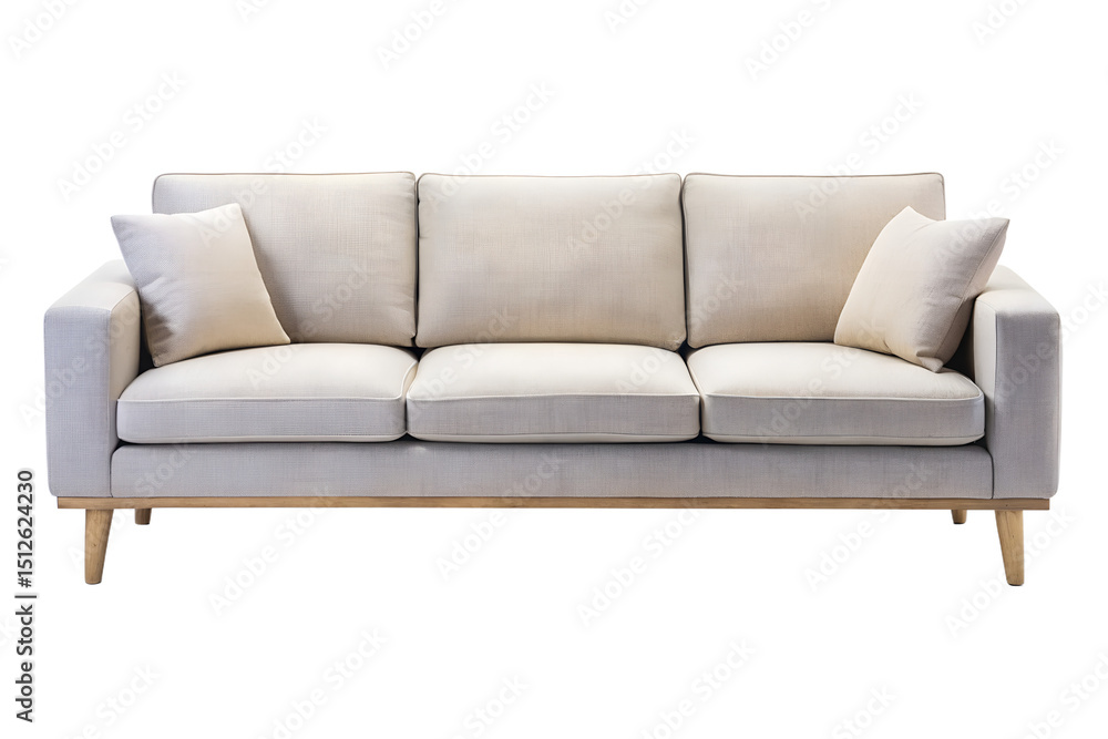 Elegant Light Blue Leather Sofa with Wooden Legs - Modern Living Room Furniture Elegant Light Blue Leather Sofa with Wooden Legs - Modern Living Room Furniture