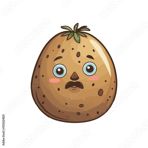 one whole brown potato with irregular surface and small eye dots