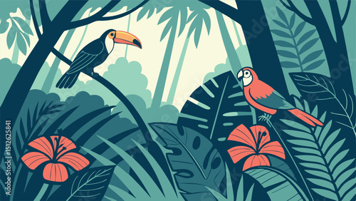 Stylish Maximalist Rainforest Vector