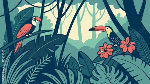 Rich Greens Rainforest Illustration