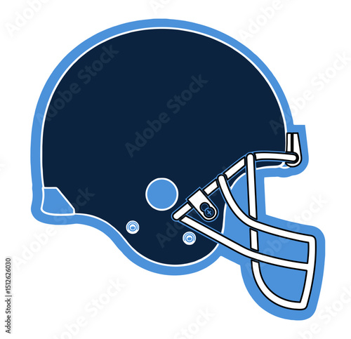 Navy blue football helmet with Sky blue accents. A dynamic and energetic design for sports-themed digital art and team spirit visuals.