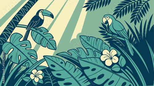 Scalable Rainforest Scene Vector Art