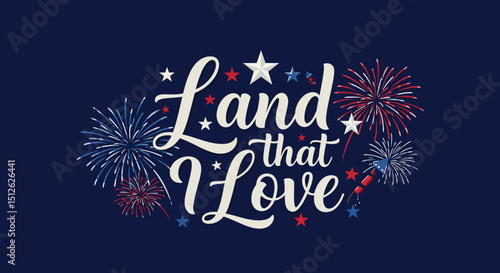 Patriotic celebration design with fireworks stars and lettering for national pride
