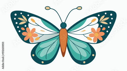 Vibrant Floral Butterfly A Generated AI Illustration