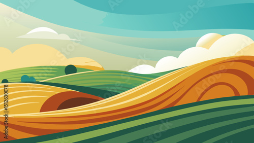 Vibrant Rolling Hills A Generated AI Landscape Illustration