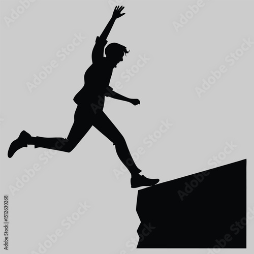 a person jumping of a hill silhouette vector design art and illustration