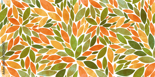 Autumn leaves seamless vector pattern. Watercolor texture leaf pattern. Red leafs patterns