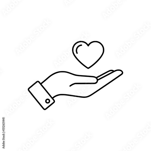 Outline icon of hand holding a heart
