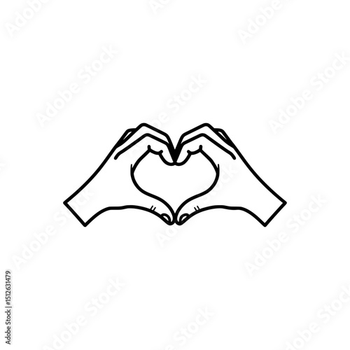 Outline icon of hand forming a heart