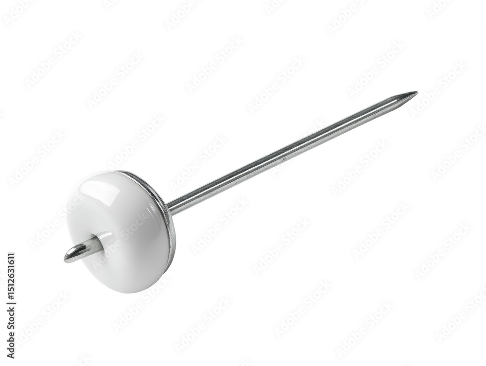 White marking pin for construction and design purposes, cut out transparent White marking pin for construction and design purposes, cut out transparent