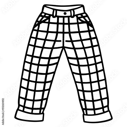 Funky Plaid Pants – Retro Texture Vector on White