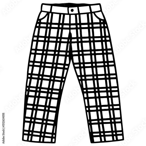 Funky Plaid Pants – Retro Texture Vector on White
