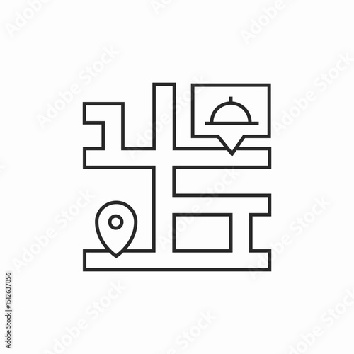 map plan restaurant location icon sign vector