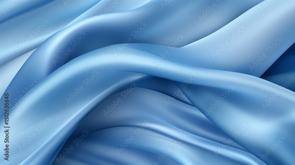 Obraz premium Blue fabric with a wave pattern. The fabric is flowing and has a smooth texture