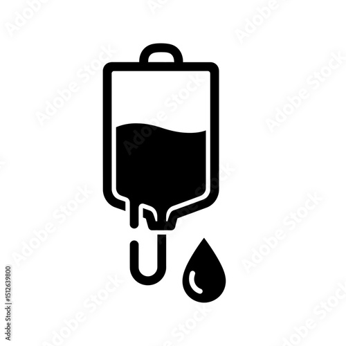 IV bag with liquid dropping in minimalistic style  