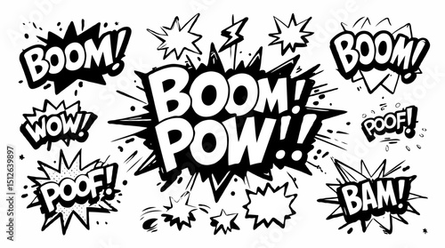 Comic bomb explosion with boom text and smoke vector illustration