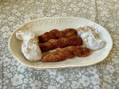 Homemade Traditional greek melomakarona and kourabiedes