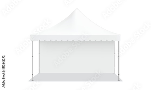 Canopy Tent Mockup, Front View, Isolated On White Background. Vector Illustration
