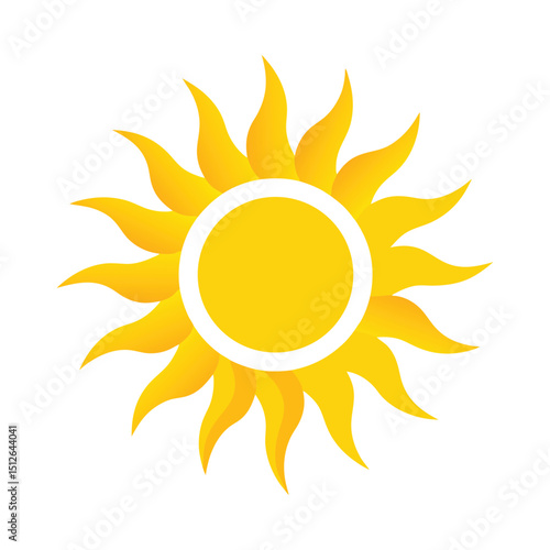 Bright sun with rays vector on white background