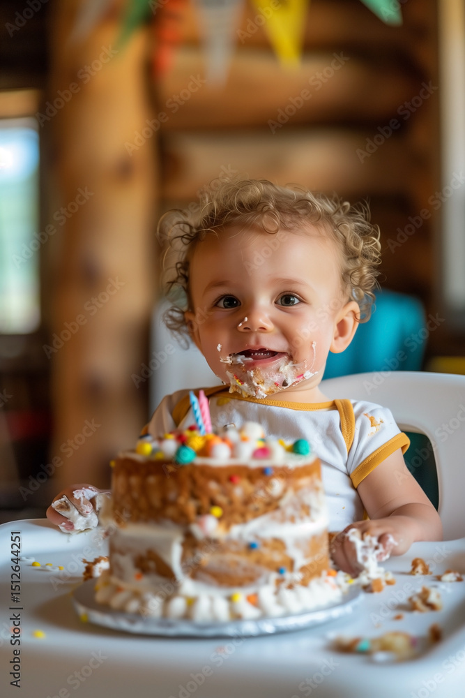 Adorable toddler celebrates with a cake smash! Smiles, frosting, and birthday candles create a precious moment of pure joy. Adorable toddler celebrates with a cake smash! Smiles, frosting, and birthday candles create a precious moment of pure joy.