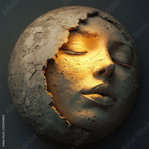 Moon with human face on it