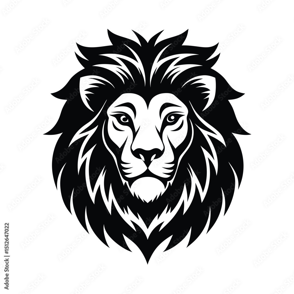Fototapeta premium Lion Head Silhouette vector logo, icon illustration.. Lion head art silhouette vector design. Lion logo set.