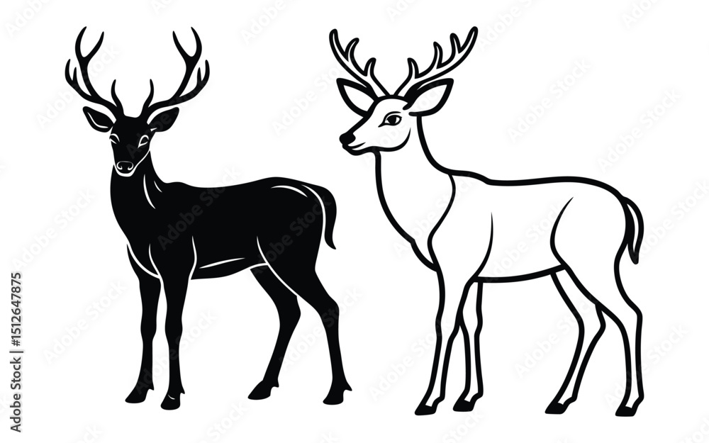 Obraz premium Stag and Doe Couple – Romantic Forest Animals.