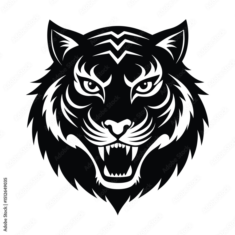 Obraz premium Tiger head Silhouette vector logo illustration. Tiger head art silhouette vector illustrations icon, logo design set .