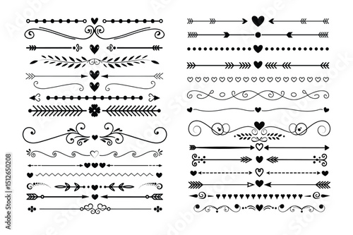 Romantic Heart and Arrow Decorative Dividers