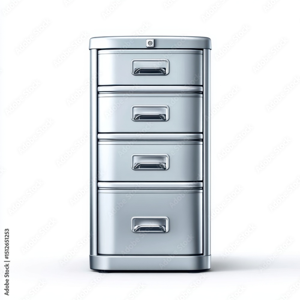 Metal filing cabinet with drawers on white background Metal filing cabinet with drawers on white background