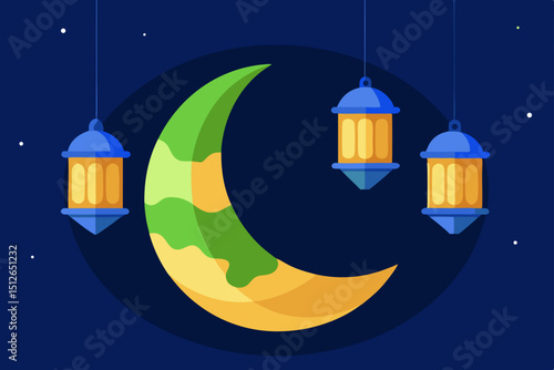 vector illustration of the moon and stars
