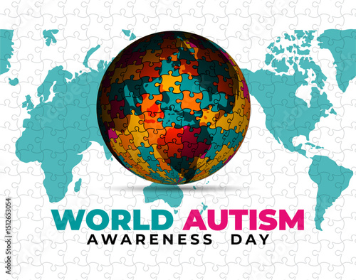 colorful globe puzzle World Autism Awareness Day Background