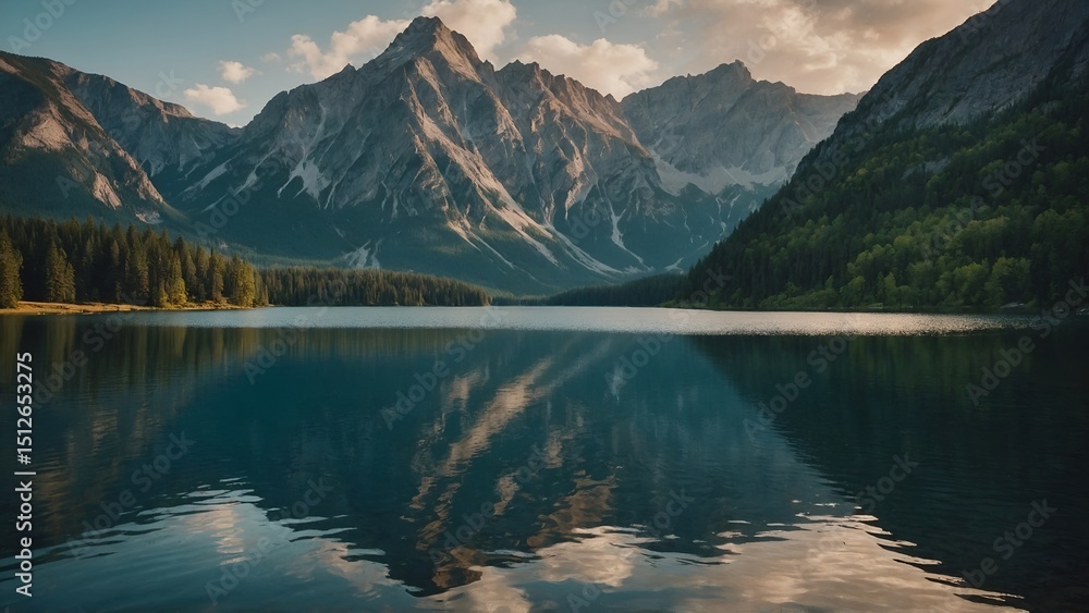 Obraz premium Beautiful Nature Landscape with Mountains and Lake