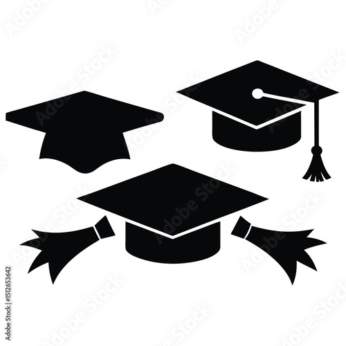 Graduation Cap with Diploma Silhouette