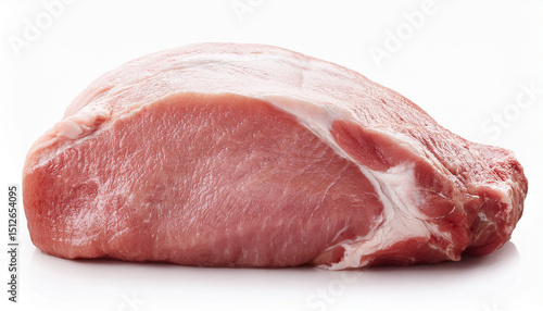 large piece raw meat pork isolated on white background