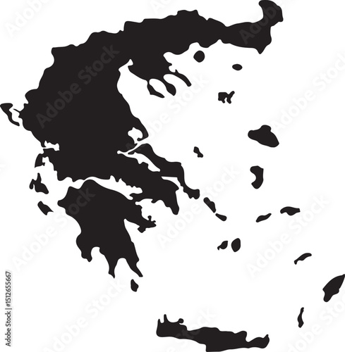 Map of Greece Silhouette Flat Design