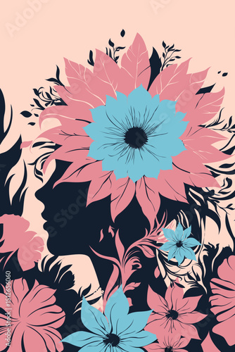 Girl, Woman, Mother, Flowers, Leaves, , Mental Health, Love, Freedom, Thoughts, World, Life, Vector, Artwork