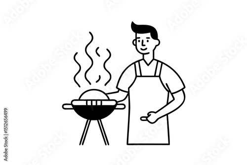 Man grilling food on barbecue summer cookout happy chef