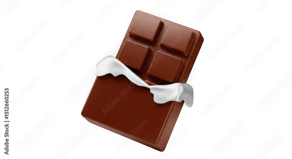 Naklejka premium Melting Chocolate Bar: A Delicious 3D Render