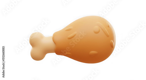3D Render:  Cartoon Chicken Leg Graphic Element